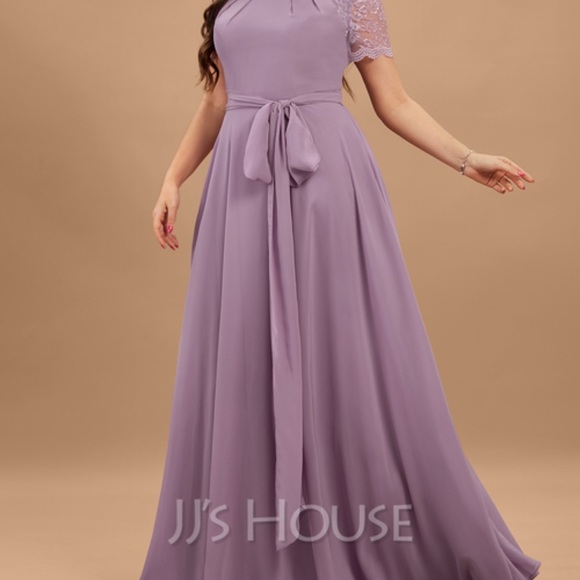 Jjhouse A-line Scoop, Floor length, Chiffon lace bridesmaids dress. - Picture 6 of 6